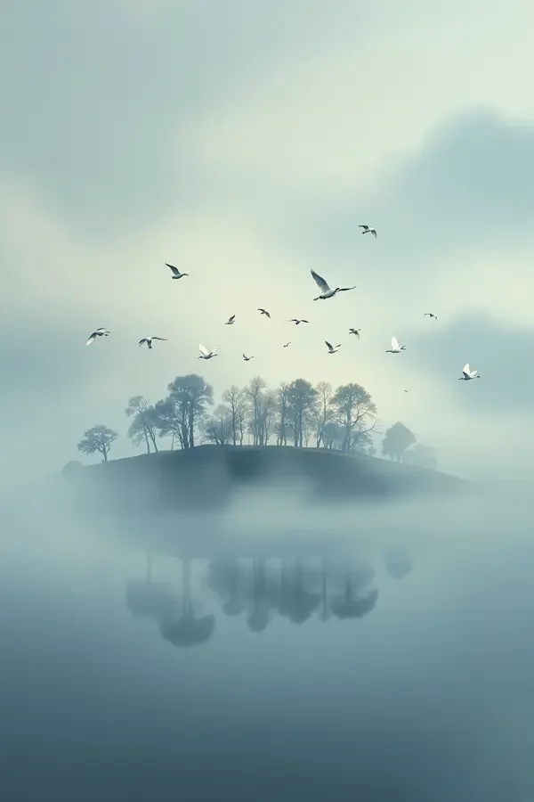 白鹭与山（Egret and Mountain）海报 - 久草